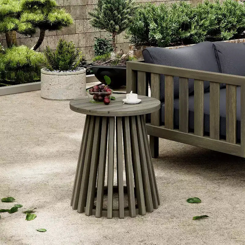 Set da conversazione da patio 3 pezzi in legno di acacia, mobili da esterno, 2 poltrone con tavolino laterale per giardino/patio/terrazza - ModernLuxe