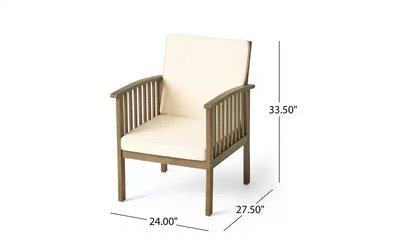 Set da conversazione da patio 3 pezzi in legno di acacia, mobili da esterno, 2 poltrone con tavolino laterale per giardino/patio/terrazza - ModernLuxe