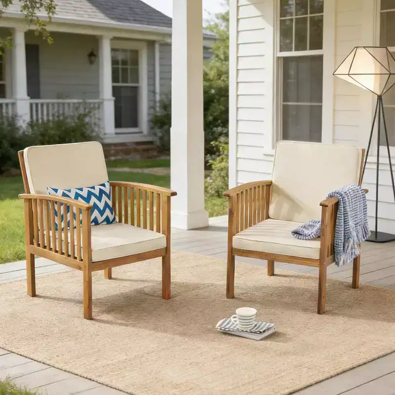 Set da conversazione da patio 3 pezzi in legno di acacia, mobili da esterno, 2 poltrone con tavolino laterale per giardino/patio/terrazza - ModernLuxe