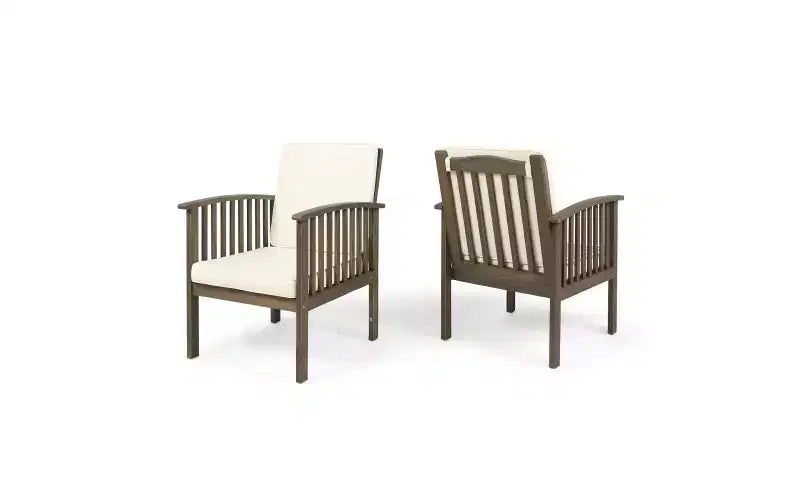 Set da conversazione da patio 3 pezzi in legno di acacia, mobili da esterno, 2 poltrone con tavolino laterale per giardino/patio/terrazza - ModernLuxe