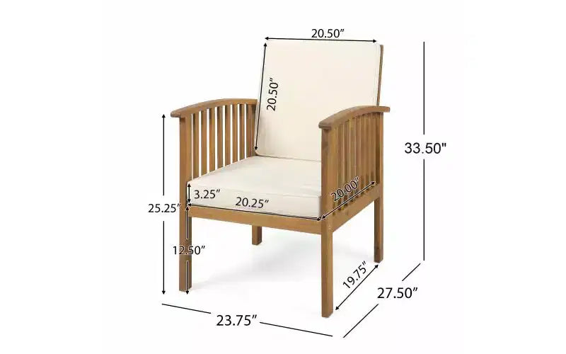 Set da conversazione da patio 3 pezzi in legno di acacia, mobili da esterno, 2 poltrone con tavolino laterale per giardino/patio/terrazza - ModernLuxe