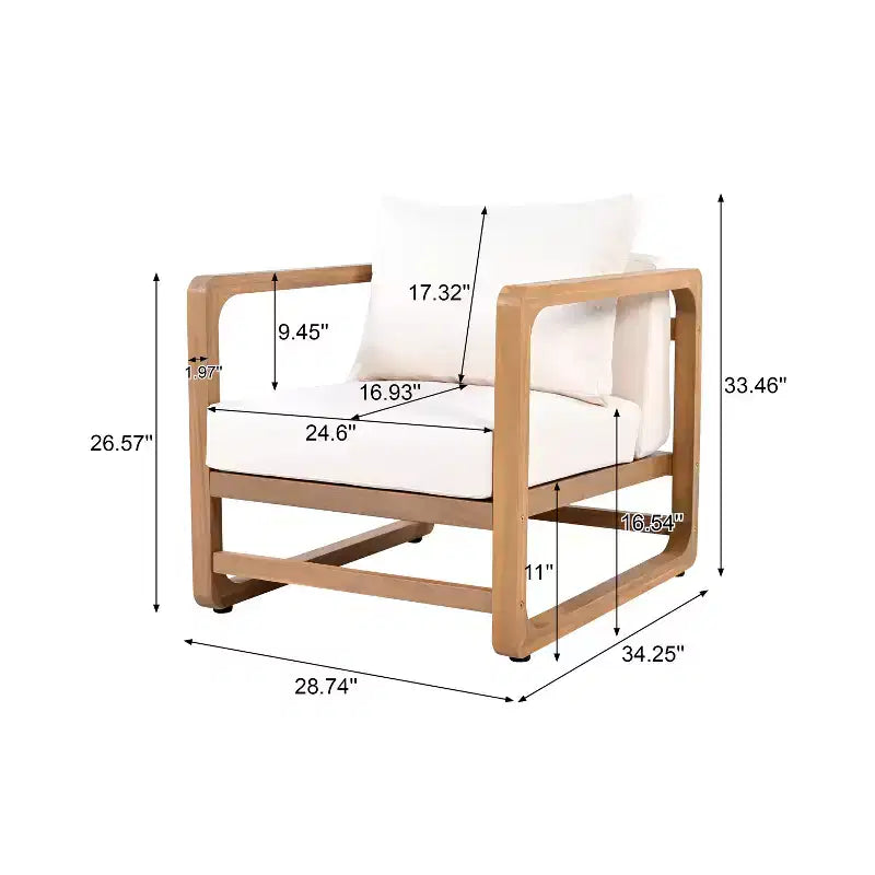 Christopher Knight Home Flavie Set da Patio a 2 Pezzi in Legno di Acacia con Sedute Oversize, Cuscini e Tavolo a Doghe