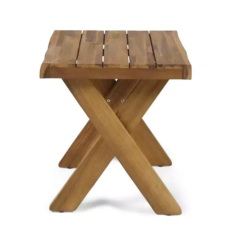 Christopher Knight Home Flavie Set da Patio a 2 Pezzi in Legno di Acacia con Sedute Oversize, Cuscini e Tavolo a Doghe