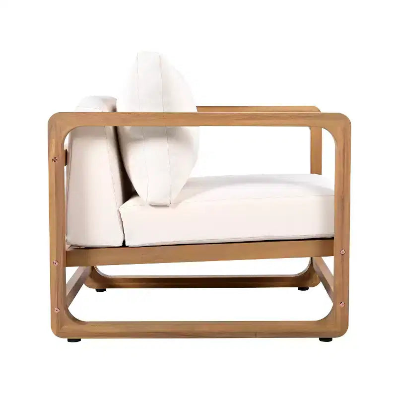 Christopher Knight Home Flavie Set da Patio a 2 Pezzi in Legno di Acacia con Sedute Oversize, Cuscini e Tavolo a Doghe