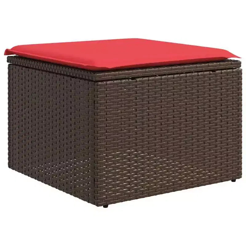 vidaXL Set Divani da Giardino 8 pz con Cuscini in Polyrattan Marrone - Marrone e Rosso con Tavolo