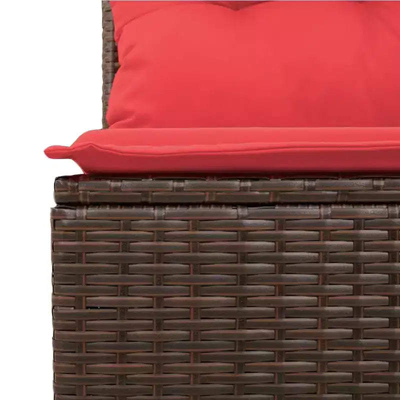 vidaXL Set Divani da Giardino 8 pz con Cuscini in Polyrattan Marrone - Marrone e Rosso con Tavolo