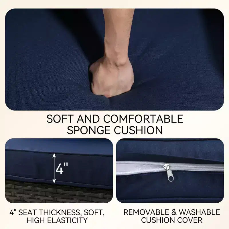 Set componibile da esterno UPTIOT Premium per tutte le stagioni con 4 poltrone ad angolo, 4 sedute profonde e tavolino/braciere convertibile grigio