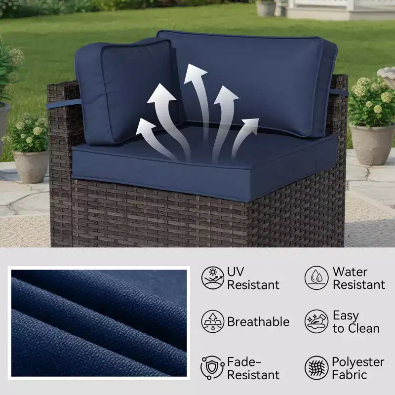 Set componibile da esterno UPTIOT Premium per tutte le stagioni con 4 poltrone ad angolo, 4 sedute profonde e tavolino/braciere convertibile grigio