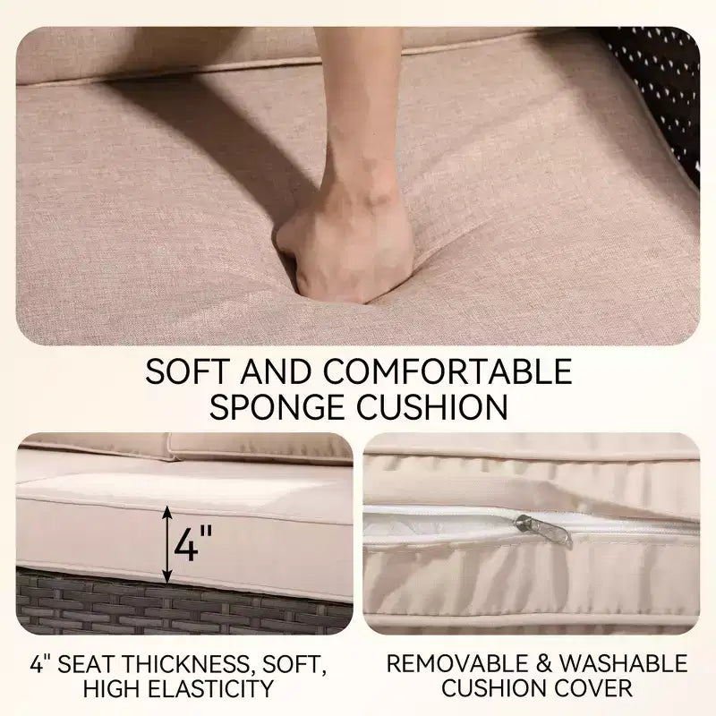 Set componibile da esterno UPTIOT Premium per tutte le stagioni con 4 poltrone ad angolo, 4 sedute profonde e tavolino/braciere convertibile grigio