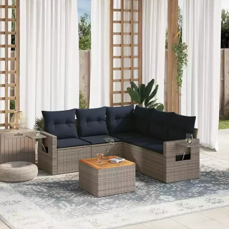 vidaXL Set Divani da Giardino 6 pz con Cuscini Grigio Polyrattan