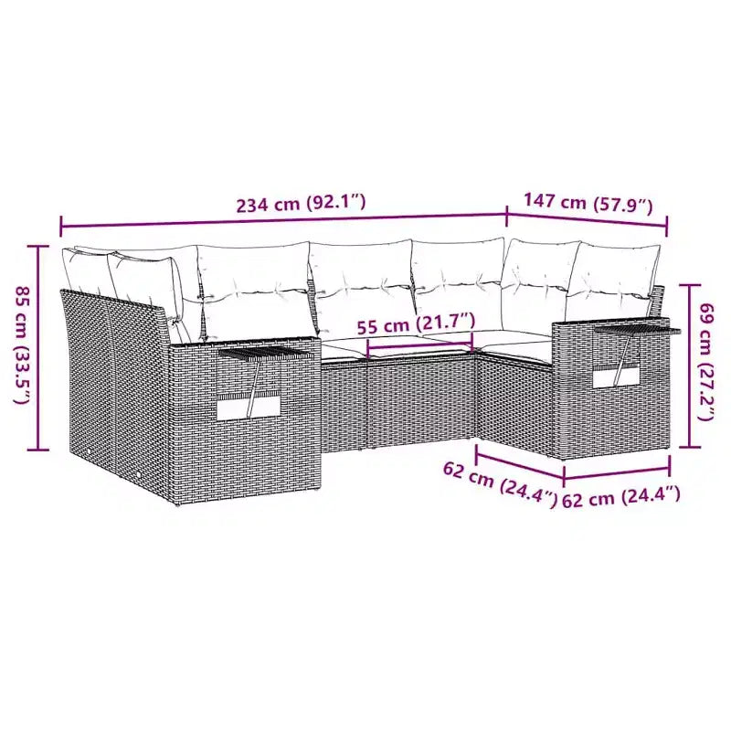 vidaXL Salotto da Giardino in Polyrattan con Cuscini