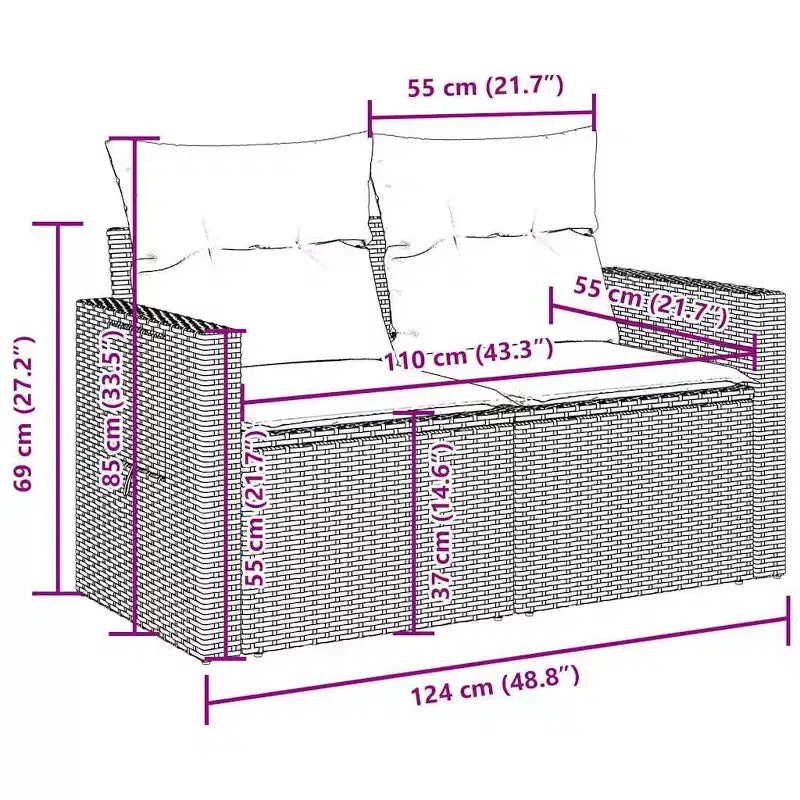 vidaXL Salotto da Giardino in Polyrattan con Cuscini