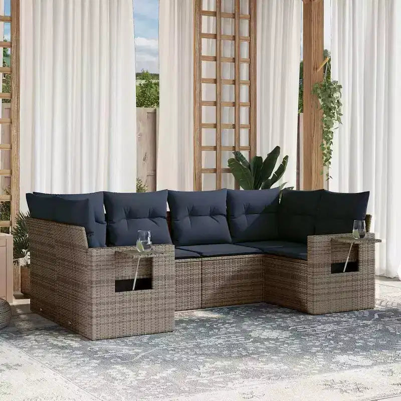 vidaXL Salotto da Giardino in Polyrattan con Cuscini
