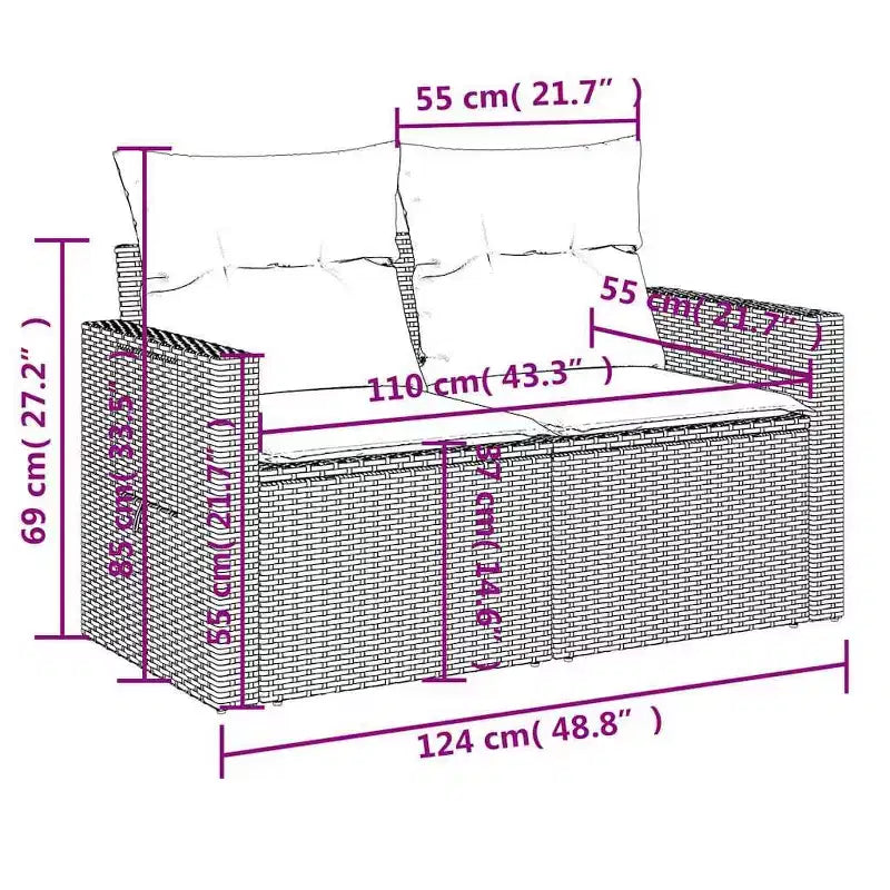 vidaXL Salotto da Giardino in Polyrattan con Cuscini