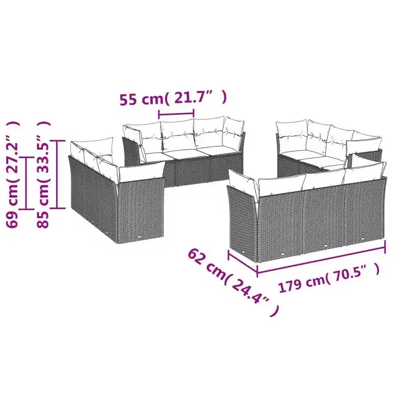 vidaXL Set Divano da Giardino Grande Moderno con Cuscini in Polyrattan