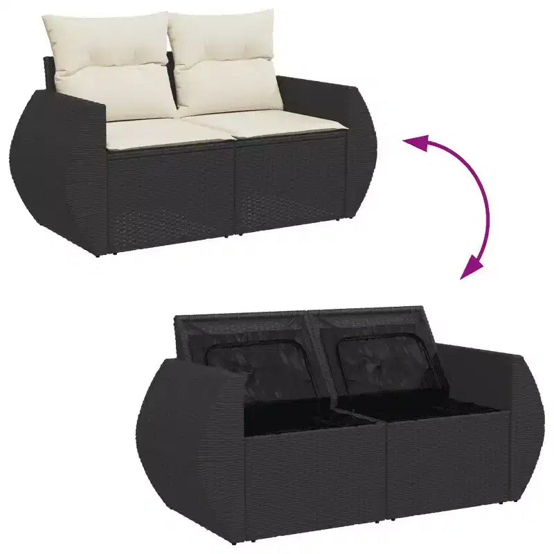vidaXL Set divani da giardino in rattan PE, acciaio verniciato a polvere Standard