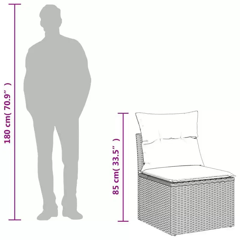 vidaXL Set divani da giardino in rattan PE, acciaio verniciato a polvere Standard