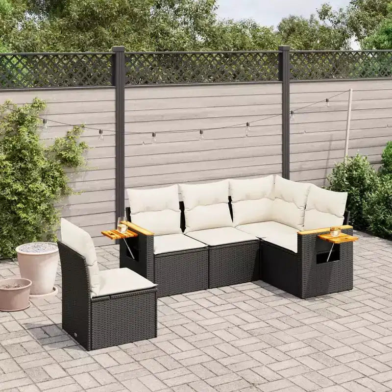 vidaXL Set divani da giardino in polyrattan, grandi braccioli regolabili