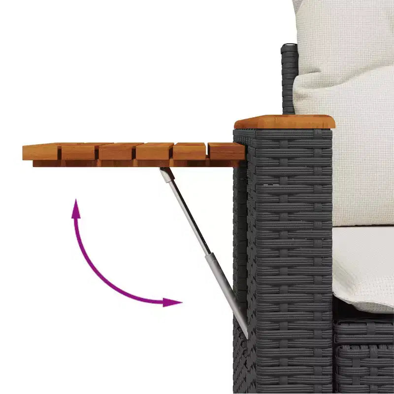 vidaXL Set divani da giardino in polyrattan, grandi braccioli regolabili