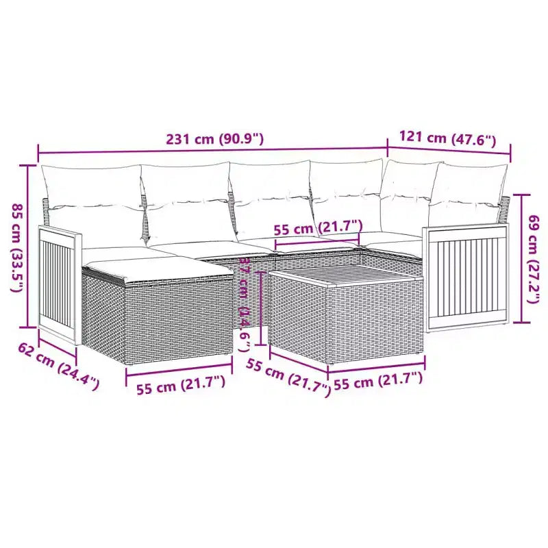 vidaXL Set Divano Modulare da Giardino con Cuscini - Colori Multipli