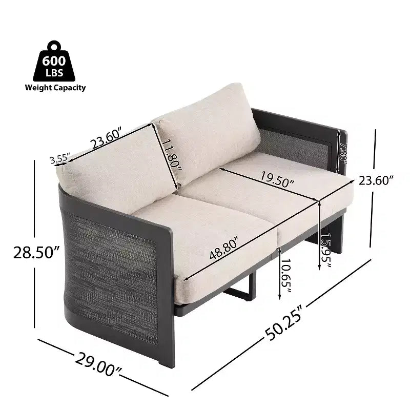 Christopher Knight Home Kirti Set Salotto da Esterno Moderno a 3 Pezzi in Alluminio con Cuscini (Tavolo Non Incluso)