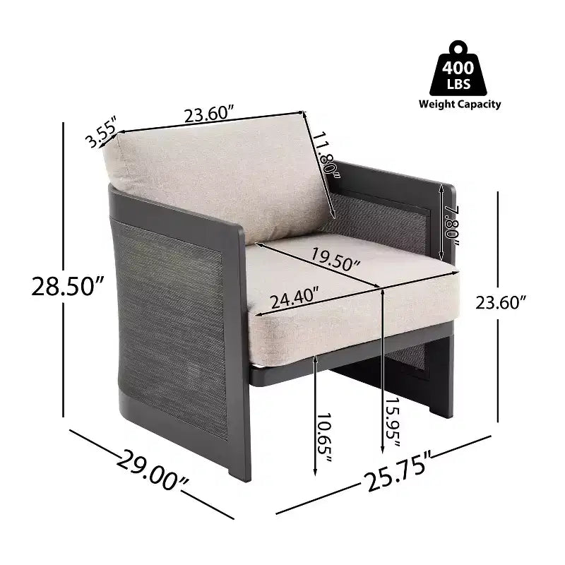 Christopher Knight Home Kirti Set Salotto da Esterno Moderno a 3 Pezzi in Alluminio con Cuscini (Tavolo Non Incluso)