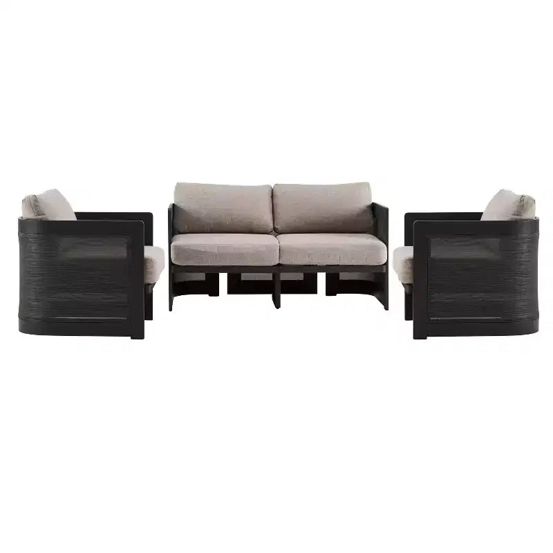 Christopher Knight Home Kirti Set Salotto da Esterno Moderno a 3 Pezzi in Alluminio con Cuscini (Tavolo Non Incluso)