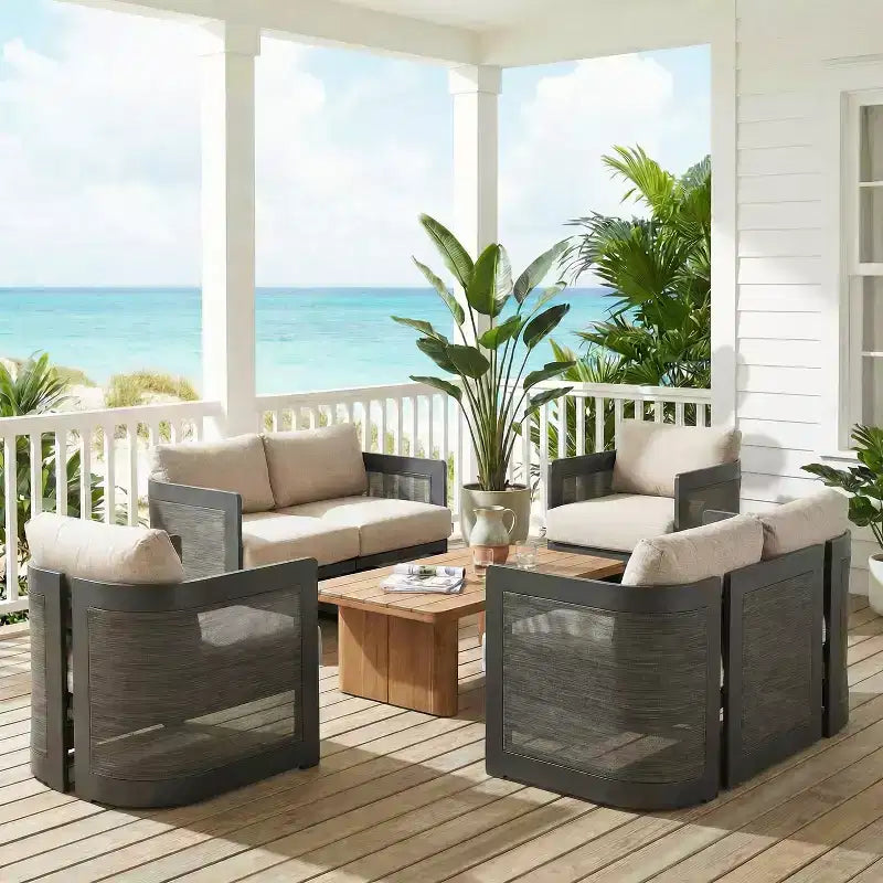 Christopher Knight Home Lalit Moderno set da 4 pezzi con cuscini in alluminio per patio (tavolo non incluso)