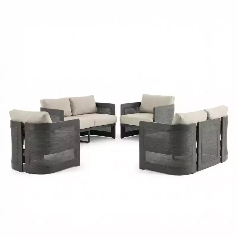 Christopher Knight Home Lalit Moderno set da 4 pezzi con cuscini in alluminio per patio (tavolo non incluso)