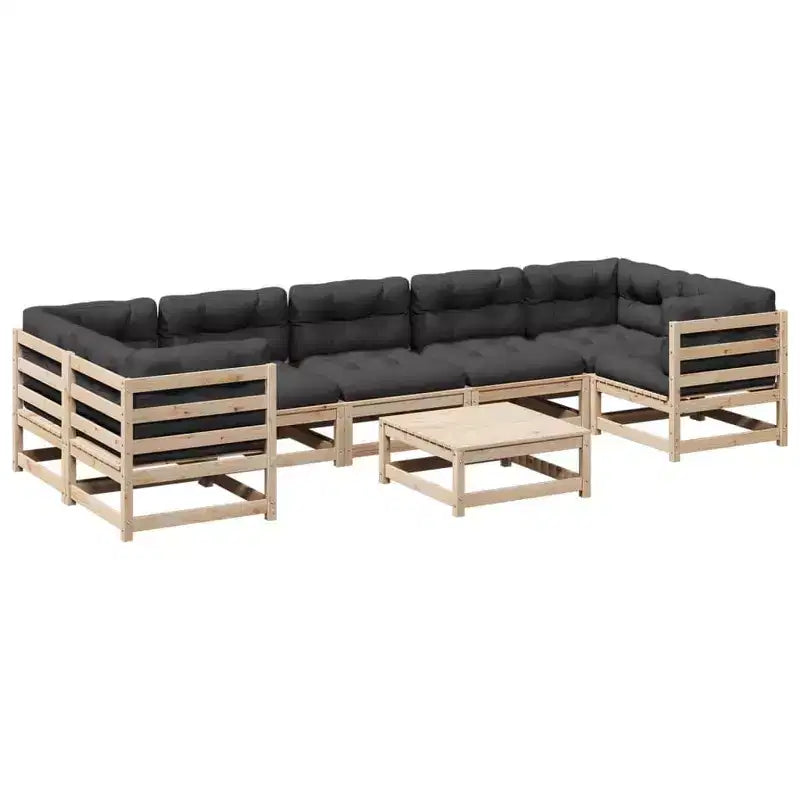 vidaXL Set Divano Modulare da Giardino con Cuscini e Legno Massello