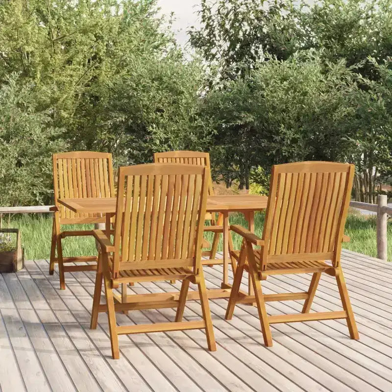 vidaXL Set pranzo da giardino in teak naturale, legno massello di teak, medio pieghevole