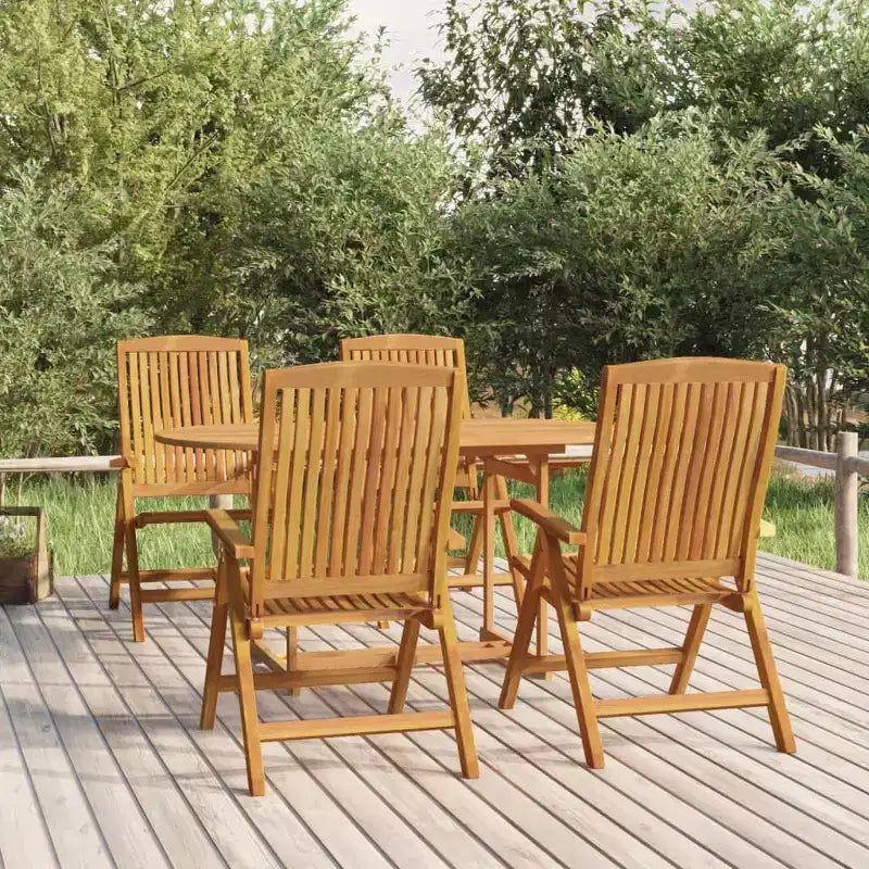 vidaXL Set pranzo da giardino in teak naturale, legno massello di teak, medio pieghevole