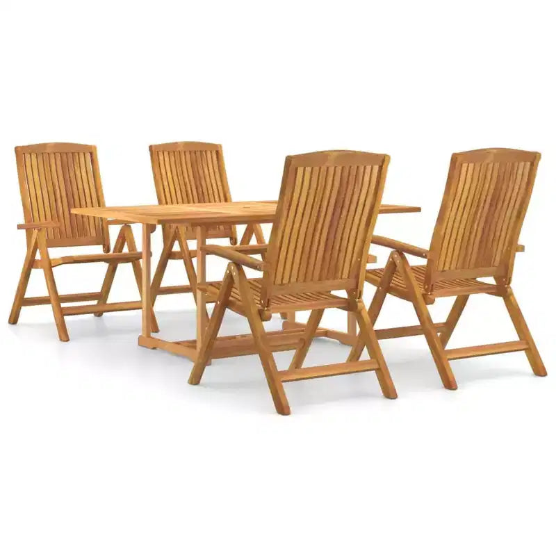vidaXL Set pranzo da giardino in teak naturale, legno massello di teak, medio pieghevole