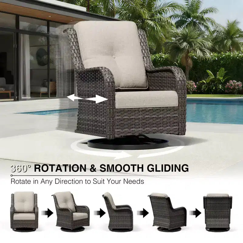 Set di divani da esterno premium UPTIOT con sedie girevoli e pouf multifunzionali