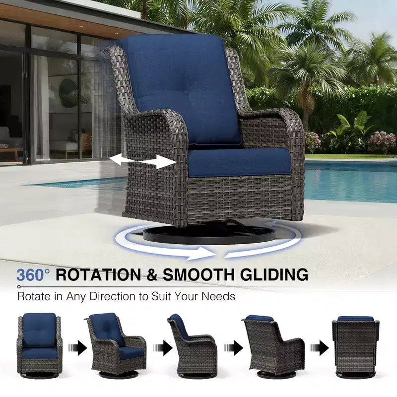 Set di divani da esterno premium UPTIOT con sedie girevoli e pouf multifunzionali