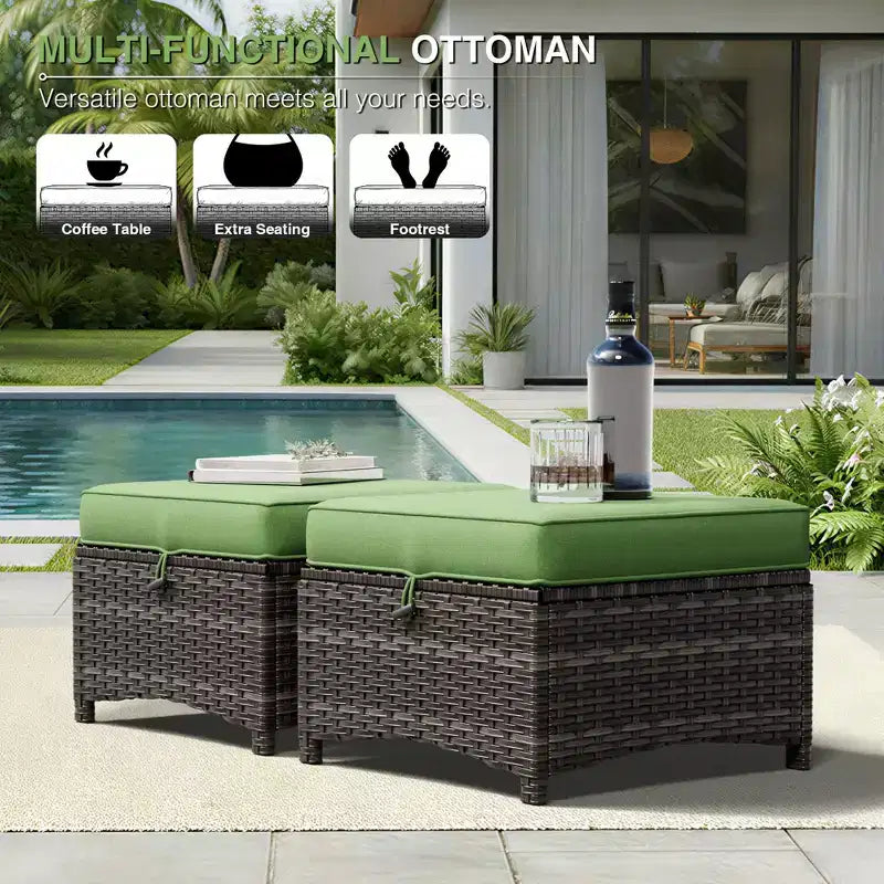 Set di divani da esterno premium UPTIOT con sedie girevoli e pouf multifunzionali