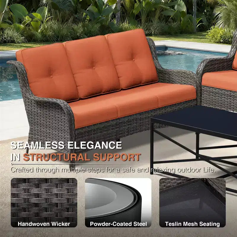 Set di divani da esterno premium UPTIOT con sedie girevoli e pouf multifunzionali