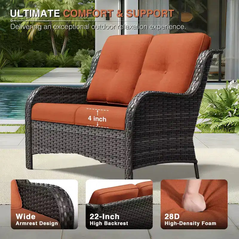 Set di divani da esterno premium UPTIOT con sedie girevoli e pouf multifunzionali