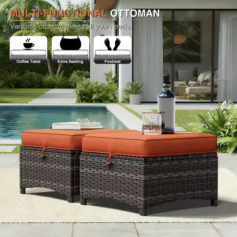 Set di divani da esterno premium UPTIOT con sedie girevoli e pouf multifunzionali