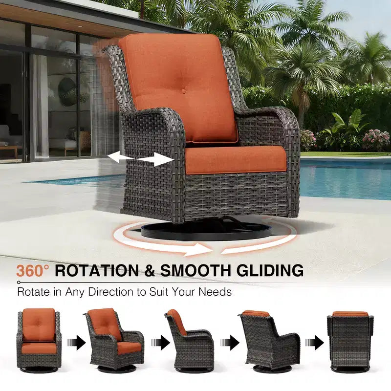 Set di divani da esterno premium UPTIOT con sedie girevoli e pouf multifunzionali