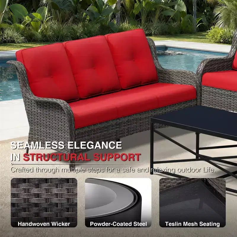 Set di divani da esterno premium UPTIOT con sedie girevoli e pouf multifunzionali
