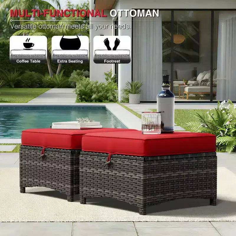 Set di divani da esterno premium UPTIOT con sedie girevoli e pouf multifunzionali