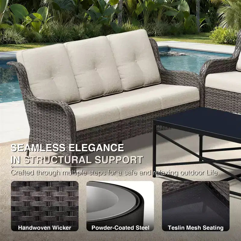 Set di divani da esterno premium UPTIOT con sedie girevoli e pouf multifunzionali