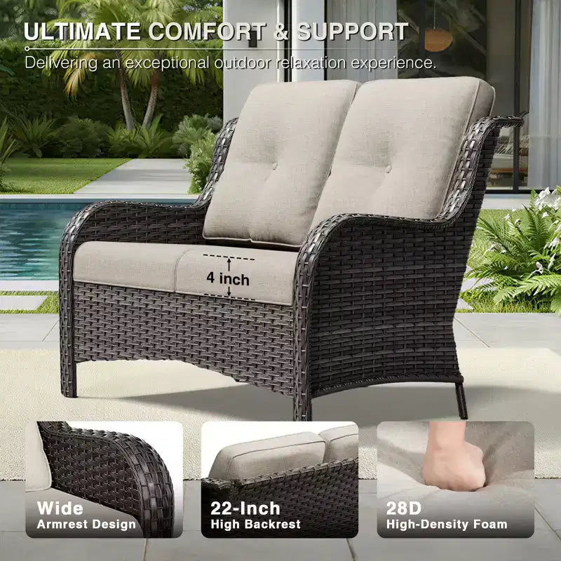 Set di divani da esterno premium UPTIOT con sedie girevoli e pouf multifunzionali