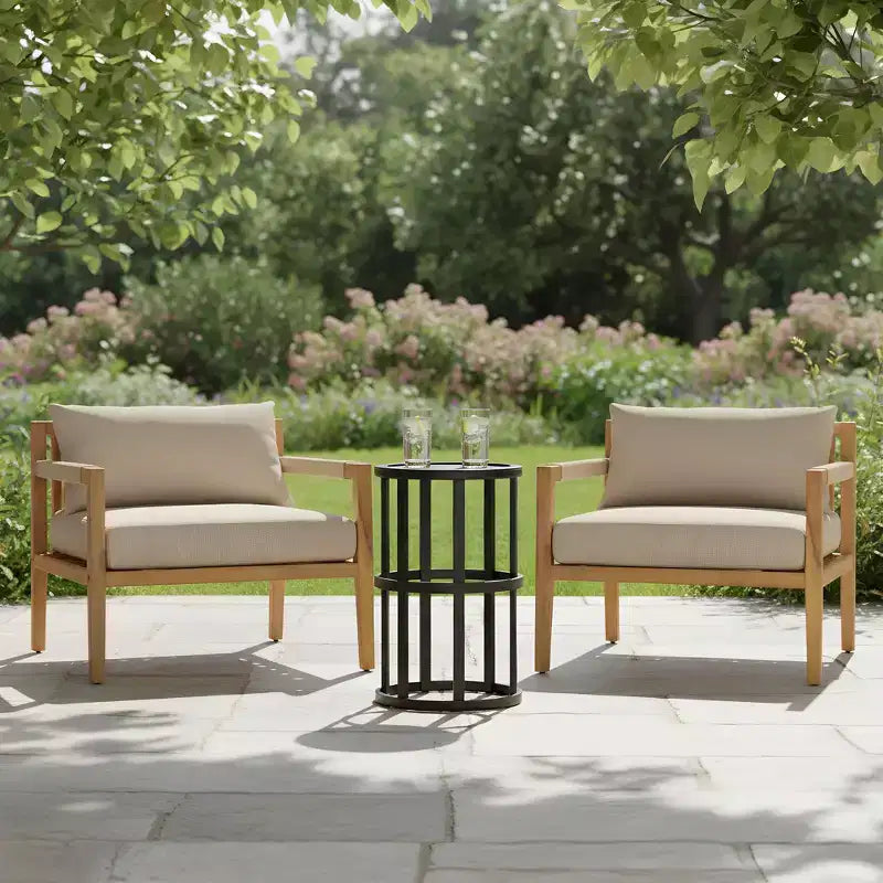 Christopher Knight Home Justina, set da 3 pezzi: sedie da esterno in legno di acacia e corda con tavolino in piastrelle di ceramica
