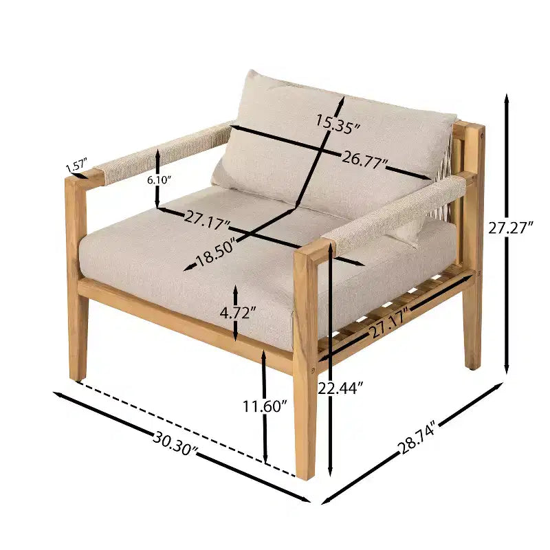 Christopher Knight Home Justina, set da 3 pezzi: sedie da esterno in legno di acacia e corda con tavolino in piastrelle di ceramica