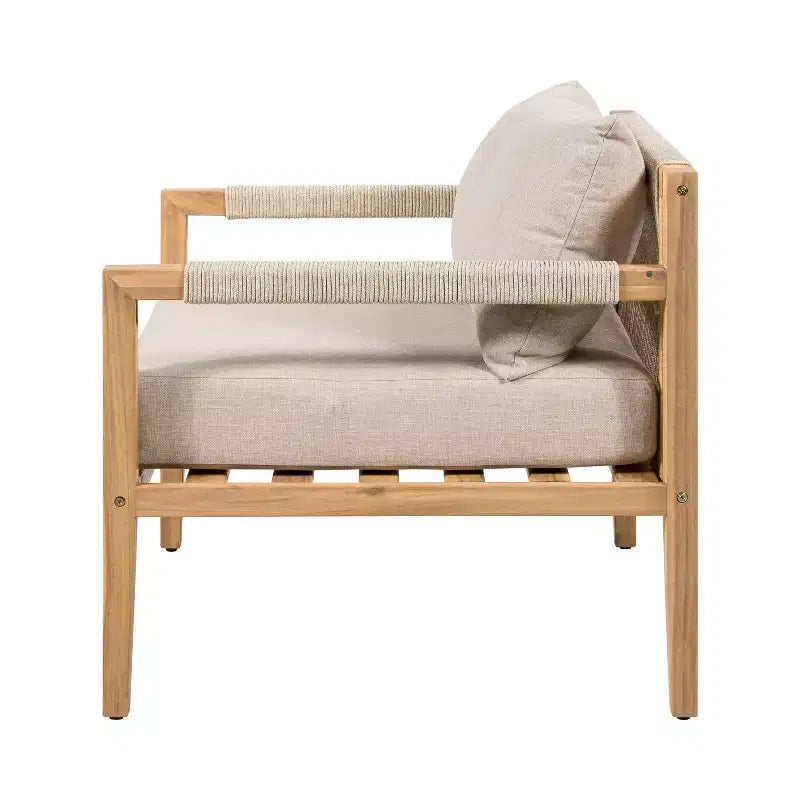 Christopher Knight Home Justina, set da 3 pezzi: sedie da esterno in legno di acacia e corda con tavolino in piastrelle di ceramica
