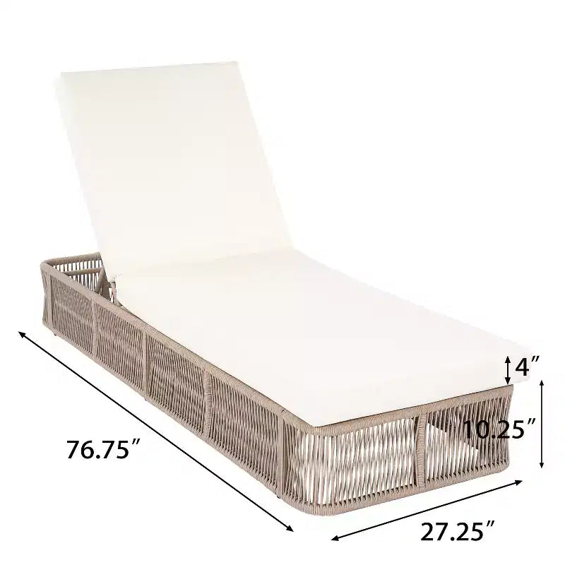 Christopher Knight Home Noline Set da 3 Chaise Longue da Esterno Regolabili con Corda e Tavolino Laterale con Piano in Piastrelle di Ceramica