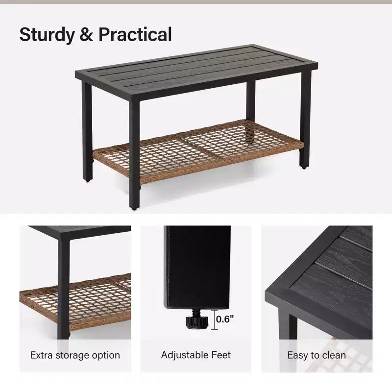 Set da conversazione in rattan LAUSAINT HOME a 4 pezzi, comodo set di mobili da esterno di grandi dimensioni per il cortile