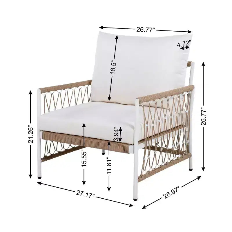 Set da 3 mobili da patio bohémien con 2 sedie a sdraio e tavolino in vetro, set da conversazione per esterni per cortile o a bordo piscina-Panipeachy